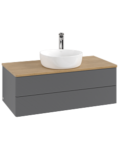 Villeroy und Boch Antao Waschtisch-Unterschrank K20151GK 100x36x50cm, Hahnloch, Waschbeckenplattenfarbe honey oak, anthracite matt lacquer