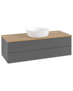 Villeroy &amp; Boch Antao vanity unit K21111GK 120x36x50cm, washbasin top color honey oak, anthracite matt lacquer