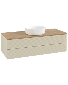 Villeroy &amp; Boch Antao vanity unit K21111HJ 120x36x50cm, washbasin top color honey oak, silk grey matt lacquer