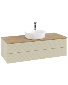Villeroy &amp; Boch Antao vanity unit K21151HJ 120x36x50cm, tap hole, washbasin top color honey oak, silk grey matt lacquer