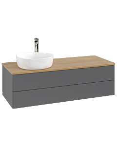 Villeroy &amp; Boch Antao vanity unit K22051GK 120x36x50cm, tap hole, washbasin top color honey oak, anthracite matt lacquer