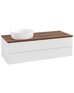 Villeroy &amp; Boch Antao vanity unit K22112GF 120x36x50cm, washbasin top color warm walnut, glossy white lacquer