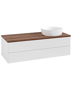Villeroy und Boch Antao Waschtisch-Unterschrank K23012GF 120x36x50cm, Waschbeckenplattenfarbe warm walnut, glossy white lacquer