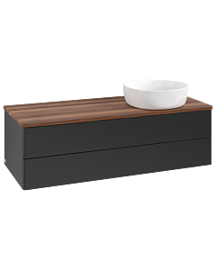 Villeroy und Boch Antao Waschtisch-Unterschrank K23012PD 120x36x50cm, Waschbeckenplattenfarbe warm walnut, black matt lacquer
