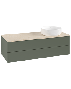 Villeroy und Boch Antao Waschtisch-Unterschrank K23013HL 120x36x50cm, Waschbeckenplattenfarbe botticino, leaf green matt lacquer