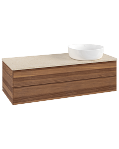 Villeroy und Boch Antao Waschtisch-Unterschrank K23013HM 120x36x50cm, Waschbeckenplattenfarbe botticino, warm walnut