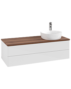 Villeroy &amp; Boch Antao vanity unit K23052GF 120x36x50cm, tap hole, washbasin top color warm walnut, glossy white lacquer
