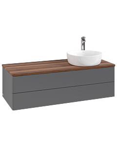 Villeroy &amp; Boch Antao vanity unit K23052GK 120x36x50cm, tap hole, washbasin top color warm walnut, anthracite matt lacquer