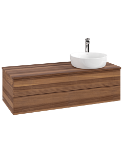 Villeroy und Boch Antao Waschtisch-Unterschrank K23052HM 120x36x50cm, Hahnloch, Waschbeckenplattenfarbe warm walnut, warm walnut