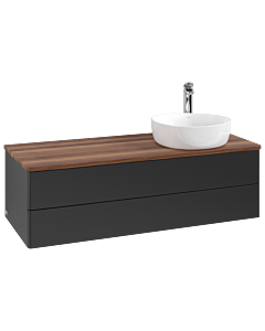 Villeroy und Boch Antao Waschtisch-Unterschrank K23052PD 120x36x50cm, Hahnloch, Waschbeckenplattenfarbe warm walnut, black matt lacquer