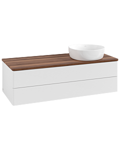 Villeroy und Boch Antao Waschtisch-Unterschrank K23112GF 120x36x50cm, Waschbeckenplattenfarbe warm walnut, glossy white lacquer