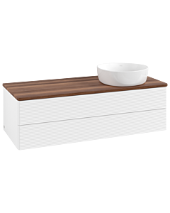 Villeroy und Boch Antao Waschtisch-Unterschrank K23112MT 120x36x50cm, Waschbeckenplattenfarbe warm walnut, white matt lacquer