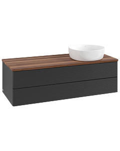 Villeroy und Boch Antao Waschtisch-Unterschrank K23112PD 120x36x50cm, Waschbeckenplattenfarbe warm walnut, black matt lacquer