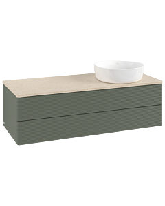 Villeroy und Boch Antao Waschtisch-Unterschrank K23113HL 120x36x50cm, Waschbeckenplattenfarbe botticino, leaf green matt lacquer
