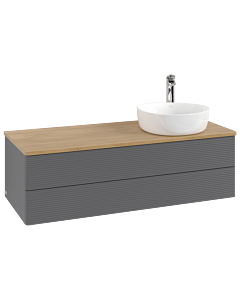 Villeroy und Boch Antao Waschtisch-Unterschrank K23151GK 120x36x50cm, Hahnloch, Waschbeckenplattenfarbe honey oak, anthracite matt lacquer