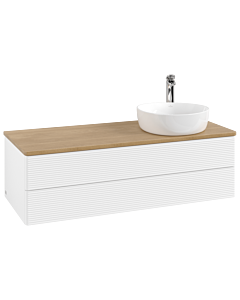 Villeroy und Boch Antao Waschtisch-Unterschrank K23151MT 120x36x50cm, Hahnloch, Waschbeckenplattenfarbe honey oak, white matt lacquer