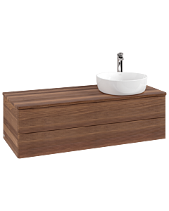 Villeroy und Boch Antao Waschtisch-Unterschrank K23152HM 120x36x50cm, Hahnloch, Waschbeckenplattenfarbe warm walnut, warm walnut