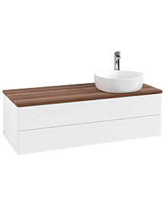Villeroy und Boch Antao Waschtisch-Unterschrank K23152MT 120x36x50cm, Hahnloch, Waschbeckenplattenfarbe warm walnut, white matt lacquer