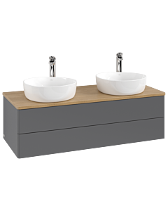 Villeroy &amp; Boch Antao vanity unit K24051GK 120x36x50cm, tap hole, washbasin top color honey oak, anthracite matt lacquer