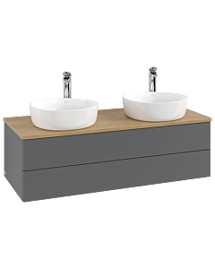 Villeroy und Boch Antao Waschtisch-Unterschrank K24151GK 120x36x50cm, Hahnloch, Waschbeckenplattenfarbe honey oak, anthracite matt lacquer