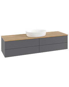 Meuble vasque Villeroy &amp; Boch Antao K25111GK 160 x 36 x 50 cm, plan vasque couleur chêne miel, laque anthracite mate