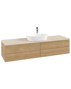 Villeroy &amp; Boch Antao vanity unit K25153HN 160x36x50cm, tap hole, washbasin top color botticino, honey oak