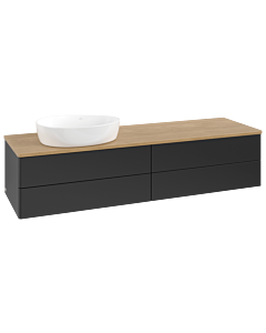 Meuble vasque Villeroy &amp; Boch Antao K26011PD 160 x 36 x 50 cm, plan vasque couleur chêne miel, laque noire mate