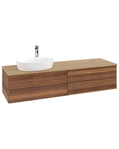 Meuble vasque Villeroy &amp; Boch Antao K26051HM 160 x 36 x 50 cm, percé pour robinetterie, plan vasque couleur chêne miel, noyer chaud