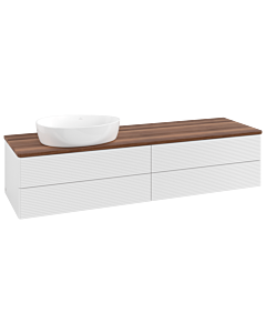 Meuble vasque Villeroy &amp; Boch Antao K26112GF 160 x 36 x 50 cm, plan vasque couleur noyer chaud, laque blanche brillante