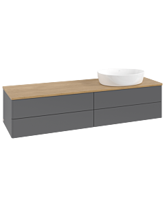 Meuble vasque Villeroy &amp; Boch Antao K27011GK 160 x 36 x 50 cm, plan vasque couleur chêne miel, laque anthracite mate