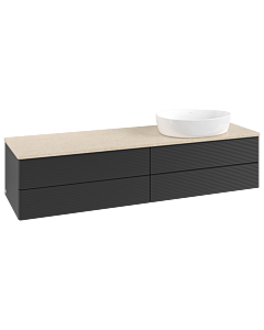 Meuble vasque Villeroy &amp; Boch Antao K27113PD 160 x 36 x 50 cm, plan vasque couleur Botticino, laque noire mate