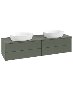Villeroy und Boch Antao Waschtisch-Unterschrank K28010HL 160x36x50cm, Waschbeckenplattenfarbe Lack, leaf green matt lacquer