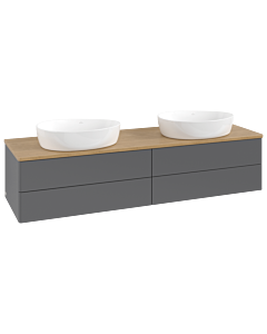 Meuble vasque Villeroy &amp; Boch Antao K28011GK 160 x 36 x 50 cm, plan vasque couleur chêne miel, laque anthracite mate