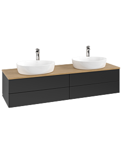 Villeroy und Boch Antao Waschtisch-Unterschrank K28051PD 160x36x50cm, Hahnloch, Waschbeckenplattenfarbe honey oak, black matt lacquer
