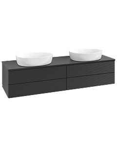 Villeroy und Boch Antao Waschtisch-Unterschrank K28110PD 160x36x50cm, Waschbeckenplattenfarbe Lack, black matt lacquer