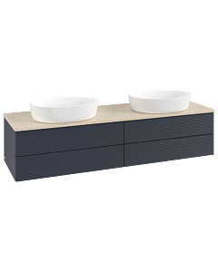 Meuble vasque Villeroy &amp; Boch Antao K28113HG 160 x 36 x 50 cm, plan vasque couleur Botticino, laque mate bleu nuit