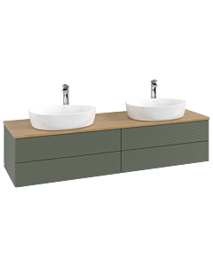 Villeroy und Boch Antao Waschtisch-Unterschrank K28151HL 160x36x50cm, Hahnloch, Waschbeckenplattenfarbe honey oak, leaf green matt lacquer
