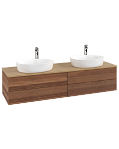 Villeroy &amp; Boch Antao vanity unit K28151HM 160x36x50cm, tap hole, washbasin top color honey oak, warm walnut