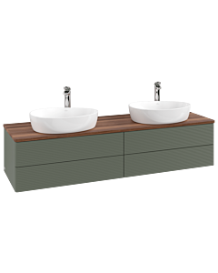Villeroy und Boch Antao Waschtisch-Unterschrank K28152HL 160x36x50cm, Hahnloch, Waschbeckenplattenfarbe warm walnut, leaf green matt lacquer