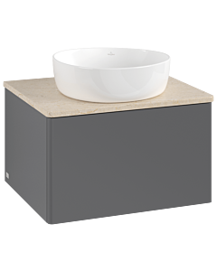 Villeroy &amp; Boch Antao vanity unit K29013GK 60x36x50cm, washbasin top color botticino, anthracite matt lacquer