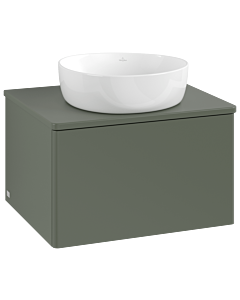 Villeroy &amp; Boch Antao vanity unit K29050HL 60x36x50cm, tap hole, washbasin top color: leaf green matt lacquer