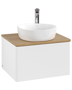 Villeroy und Boch Antao Waschtisch-Unterschrank K29051MT 60x36x50cm, Hahnloch, Waschbeckenplattenfarbe honey oak, white matt lacquer