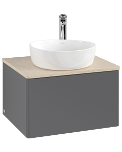 Villeroy und Boch Antao Waschtisch-Unterschrank K29053GK 60x36x50cm, Hahnloch, Waschbeckenplattenfarbe botticino, anthracite matt lacquer