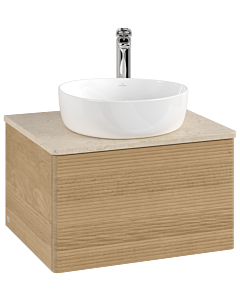 Villeroy &amp; Boch Antao vanity unit K29153HN 60x36x50cm, tap hole, washbasin top color botticino, honey oak