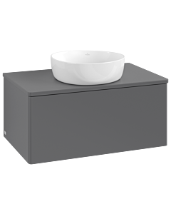 Villeroy und Boch Antao Waschtisch-Unterschrank K30050GK 80x36x50cm, Hahnloch, Waschbeckenplattenfarbe Lack, anthracite matt lacquer