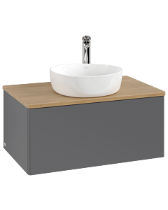 Villeroy und Boch Antao Waschtisch-Unterschrank K30051GK 80x36x50cm, Hahnloch, Waschbeckenplattenfarbe honey oak, anthracite matt lacquer