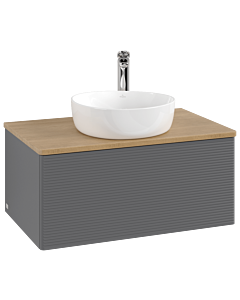 Villeroy und Boch Antao Waschtisch-Unterschrank K30151GK 80x36x50cm, Hahnloch, Waschbeckenplattenfarbe honey oak, anthracite matt lacquer