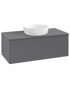 Villeroy und Boch Antao Waschtisch-Unterschrank K31050GK 100x36x50cm, Hahnloch, Waschbeckenplattenfarbe Lack, anthracite matt lacquer