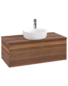 Villeroy und Boch Antao Waschtisch-Unterschrank K31052HM 100x36x50cm, Hahnloch, Waschbeckenplattenfarbe warm walnut, warm walnut