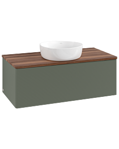 Villeroy und Boch Antao Waschtisch-Unterschrank K31112HL 100x36x50cm, Waschbeckenplattenfarbe warm walnut, leaf green matt lacquer